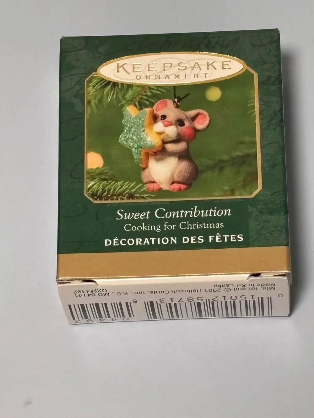 New 2001 Hallmark Sweet Contribution Mouse & Sugar Cookie Miniature Ornament